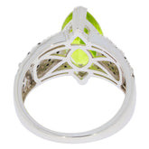 View of Marquise Green Peridot Sterling Silver Ring showcasing intricate design and bright gemstone.
